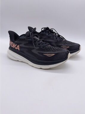Hoka One One Womens Clifton Black Running Shoes Sneakers Sz 7.5